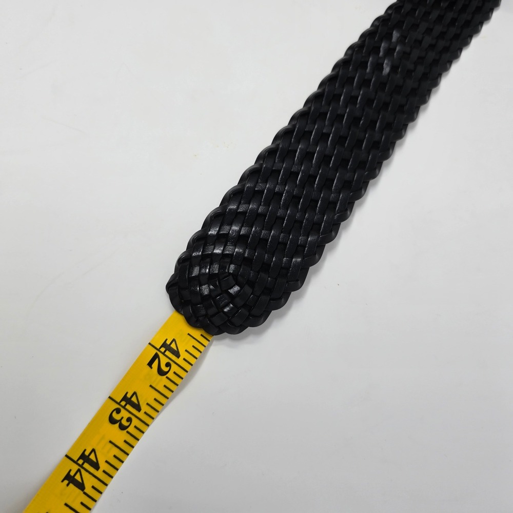 Michael Kors Black Woven Braided Leather Belt Silver Buckle 553633 Medium READ - Picture 13 of 14